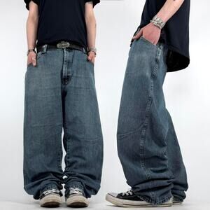 Vintage y2k grunge baggy wide leg faded mud wash skater jeans